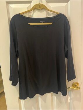 EILEEN FISHER Black Scoop Neck Long-Sleeve Tee